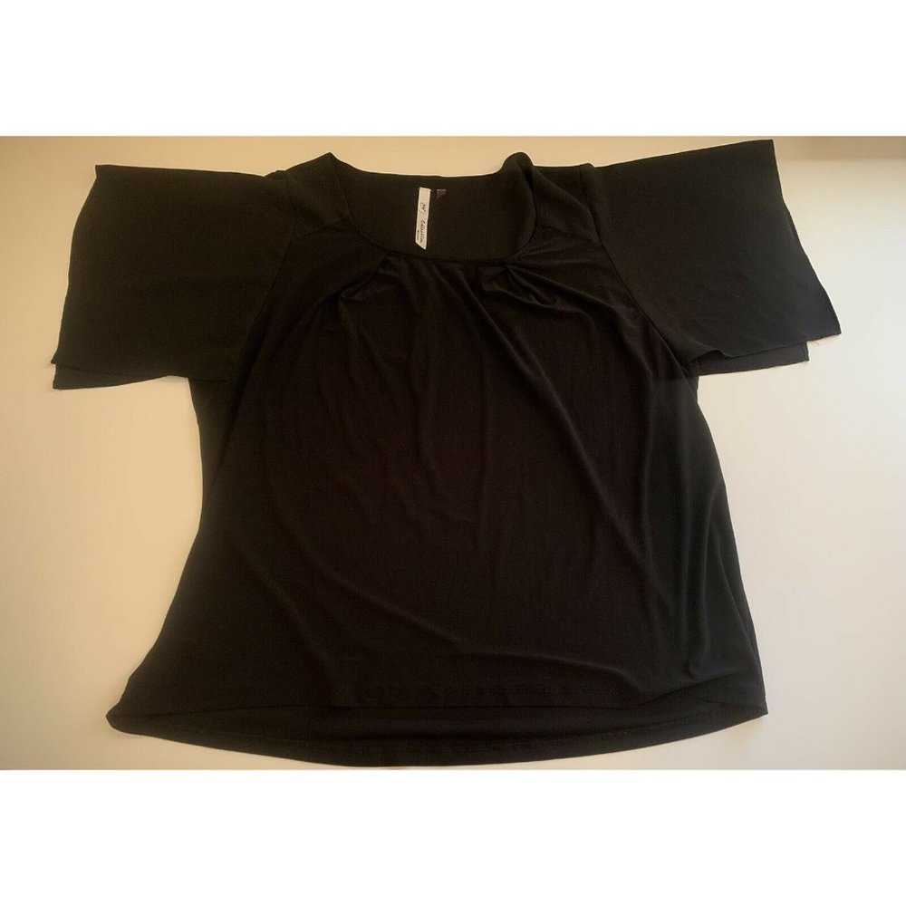 NY Collection Womens Flowy Black Short Sleeve Tunic 2X EUC